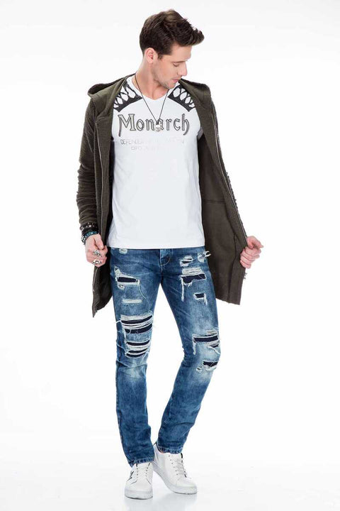 CL296 Double Zipper Long Thin Sweatshirt