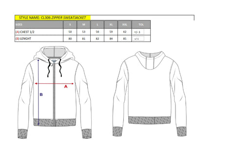 CL306 Oversize Men's Zip Sweatshirt