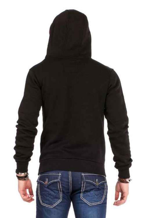CL329 Hidden Collar Zippered Hooded Sweatshirt