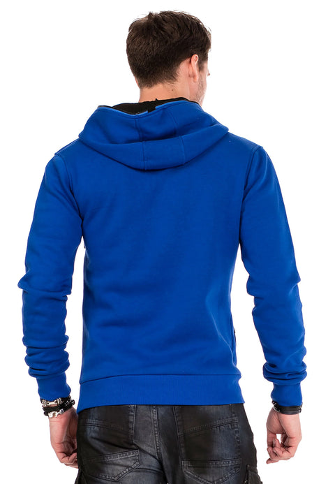 CL329 Hidden Collar Zippered Hooded Sweatshirt