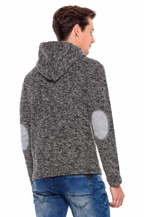 CL359 Buttoned Hooded Knitted Men's Sweatshirt