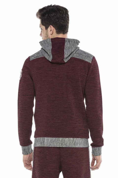 CL372 Hooded Zippered Striped Thin Sports Sweatshirt