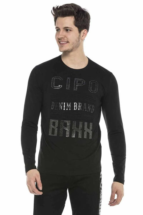 CL374 Silver Glitter Embossed Printed Sweatshirt