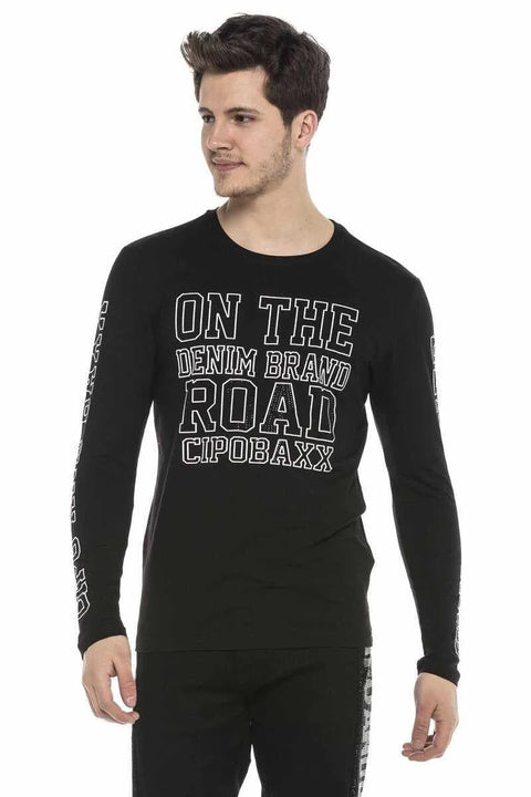 CL379 Shiny Stone Printed Thin Men's Sweatshirt