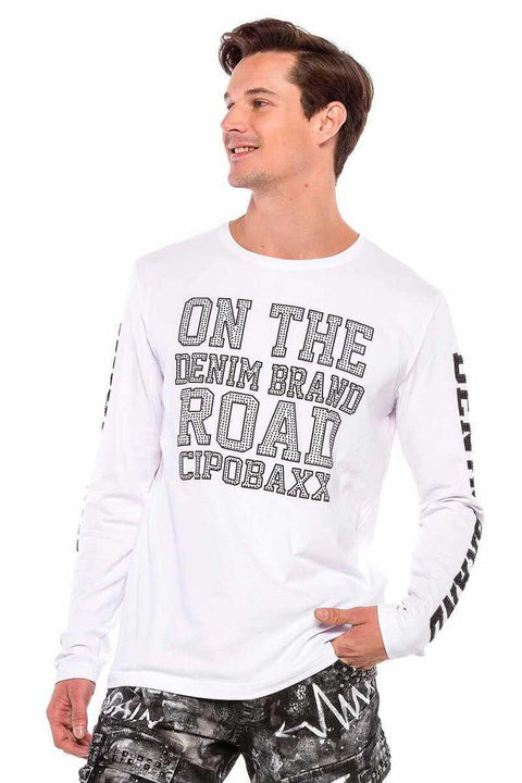 CL379 Shiny Stone Printed Thin Men's Sweatshirt