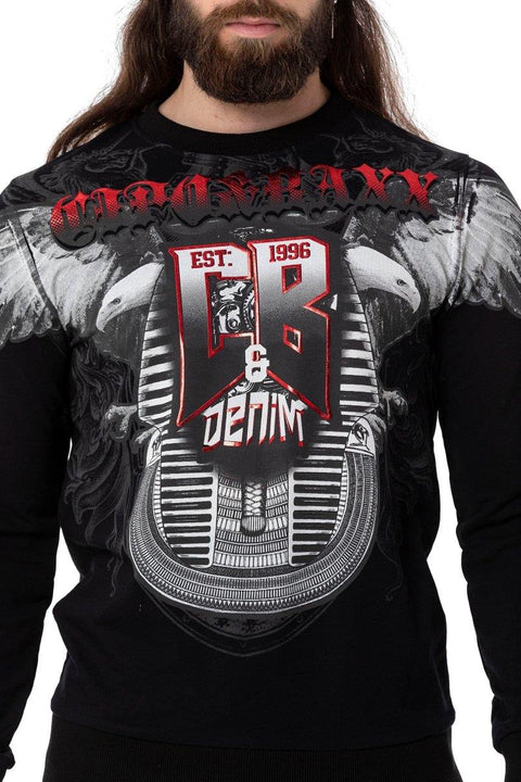 Cl515 Eagle Patterned White Thick Sweatshirt