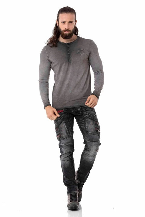 CL523 Button Collar Sweatshirt