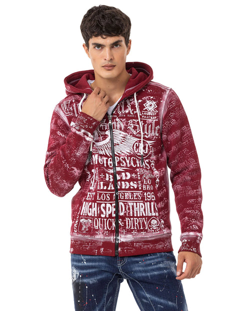 CL544 Biker Style Printed Men's Zip Sweatshirt
