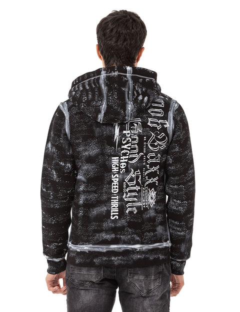 CL544 Biker Style Printed Men's Zip Sweatshirt