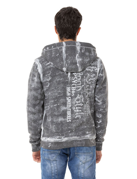 CL544 Biker Style Printed Men's Zip Sweatshirt