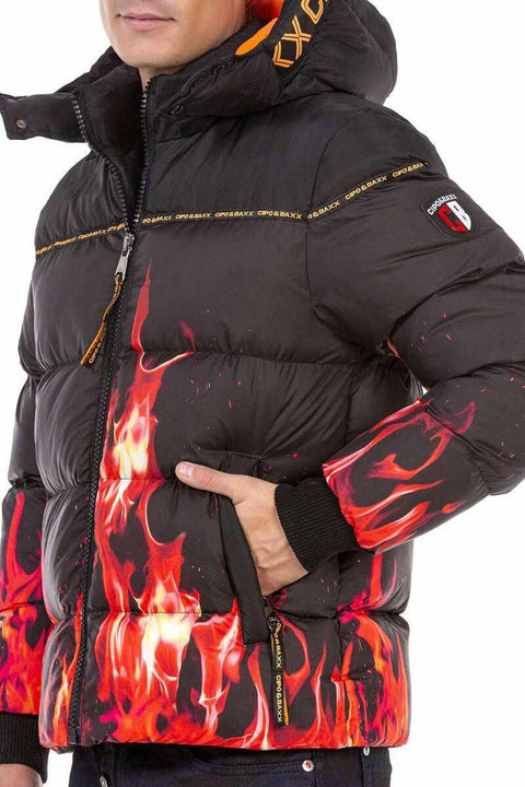 CM181 Flame Patterned Winter Men's Coat