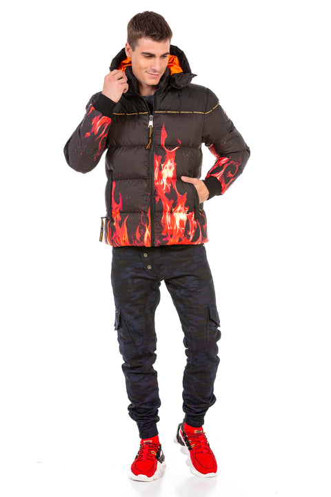 CM181 Flame Patterned Winter Men's Coat