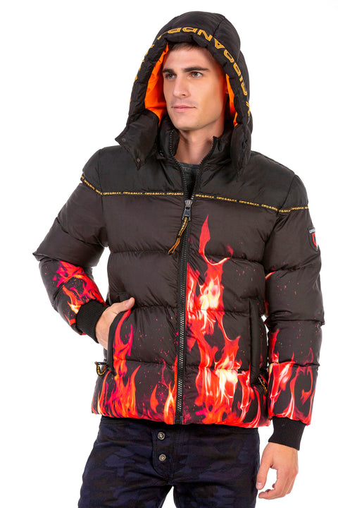 CM181 Flame Patterned Winter Men's Coat