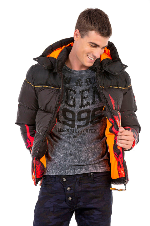 CM181 Flame Patterned Winter Men's Coat