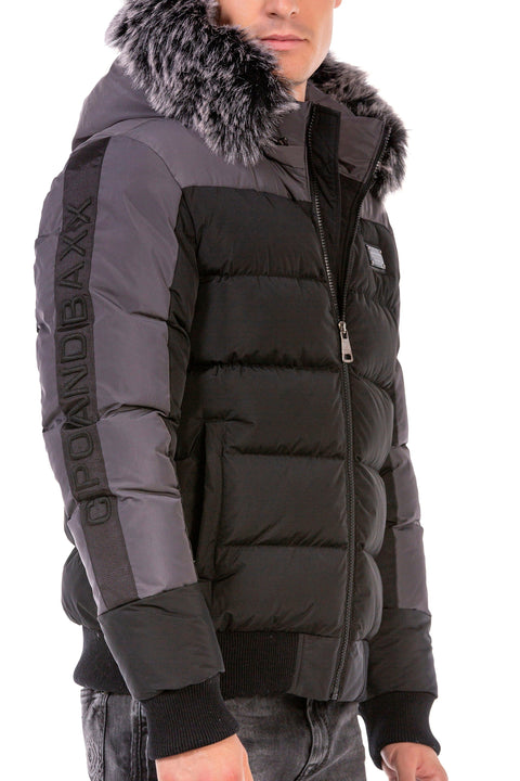 CM182 Fur Double Color Puffer Coat