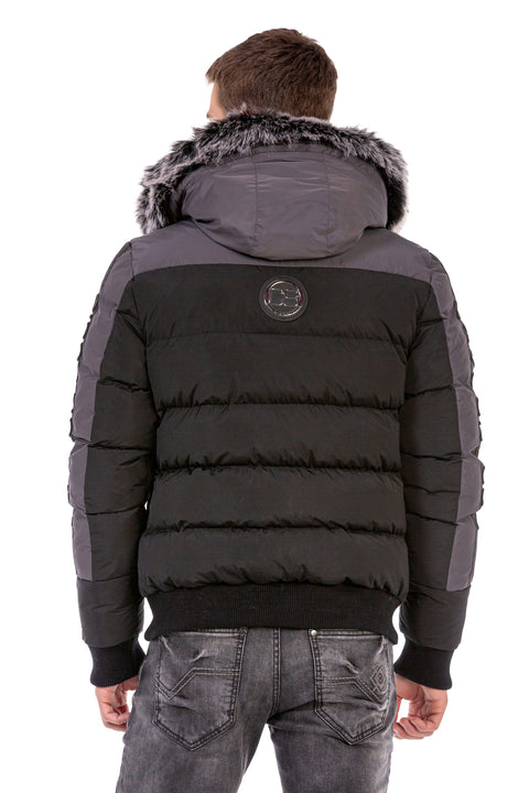 CM182 Fur Double Color Puffer Coat