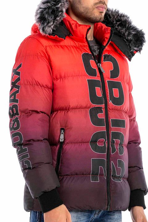 CM190 Men's Red Shearling Puffer Coat