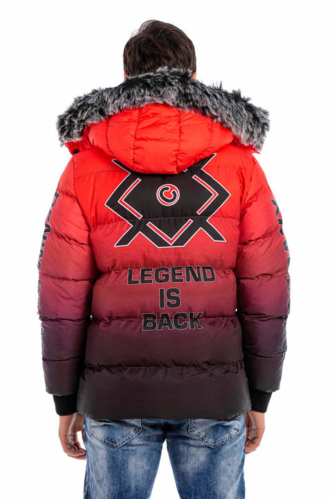 CM190 Men's Red Shearling Puffer Coat