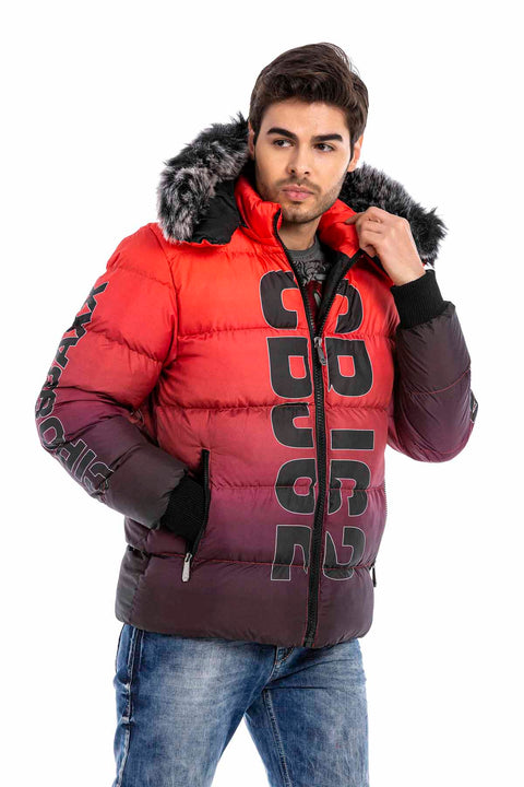 CM190 Men's Red Shearling Puffer Coat