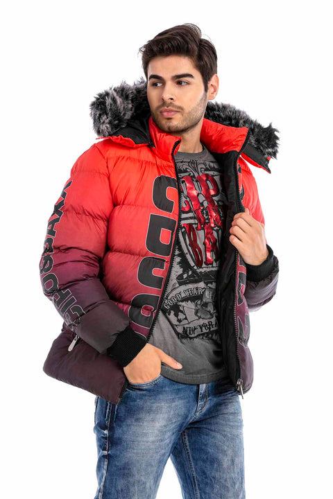 CM190 Men's Red Shearling Puffer Coat