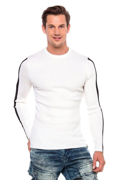 CP194 Striped Sleeve Knitwear Sweater