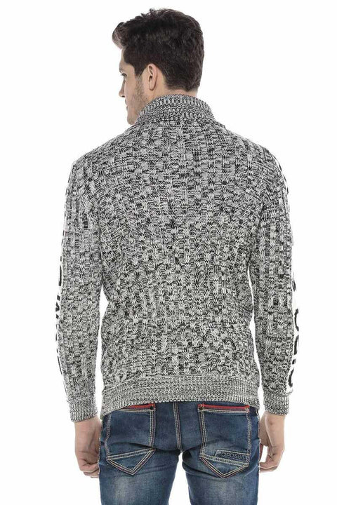 CP216 Half Zipper Collar Textured Sweater