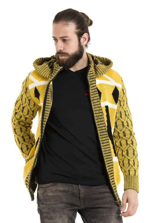 CP256 Hooded Zippered Winter Thick Yellow Cardigan