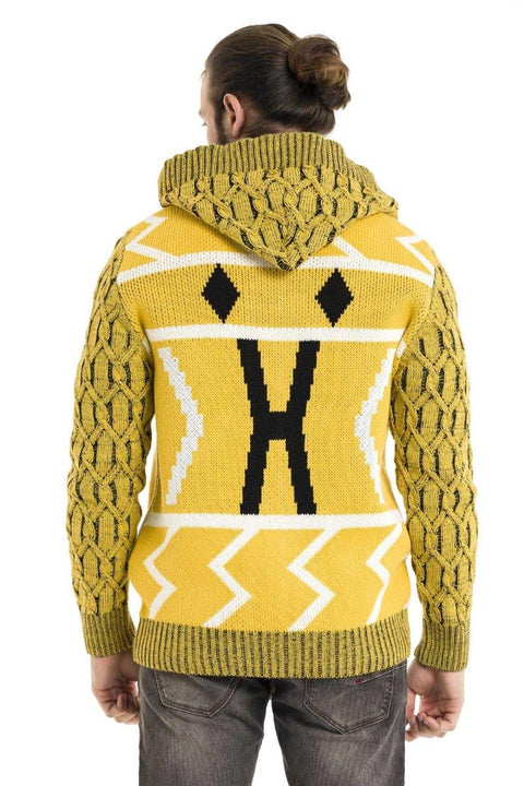 CP256 Hooded Zippered Winter Thick Yellow Cardigan