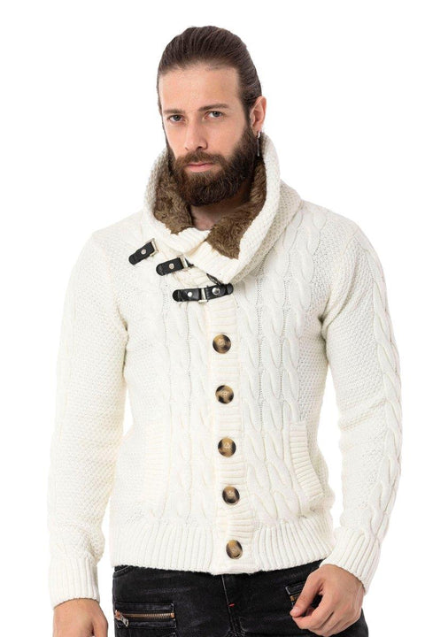 CP265 Fur Collar Men's Cardigan