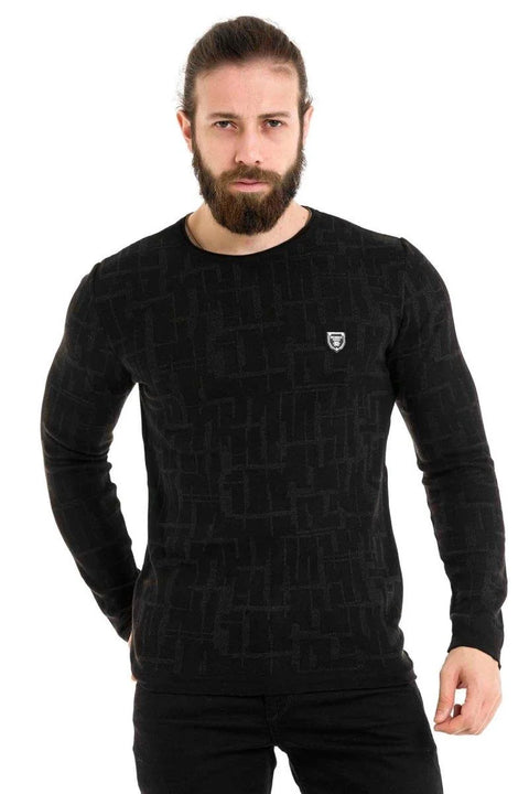 CP277 Round Neck Patterned Sweater