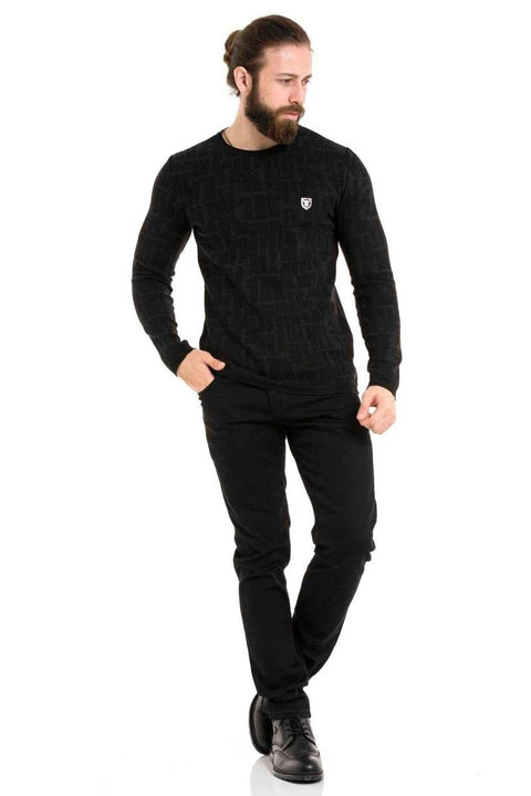 CP277 Round Neck Patterned Sweater