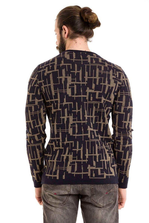 CP277 Round Neck Patterned Sweater