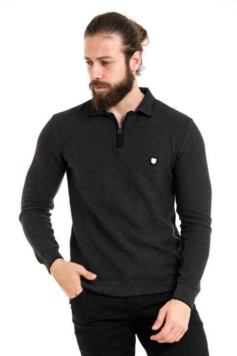 CP278 Polo Neck Zippered Sweater