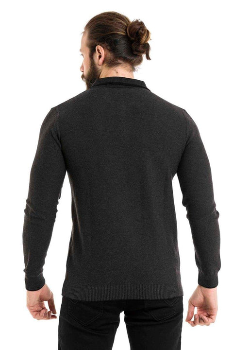 CP278 Polo Neck Zippered Sweater