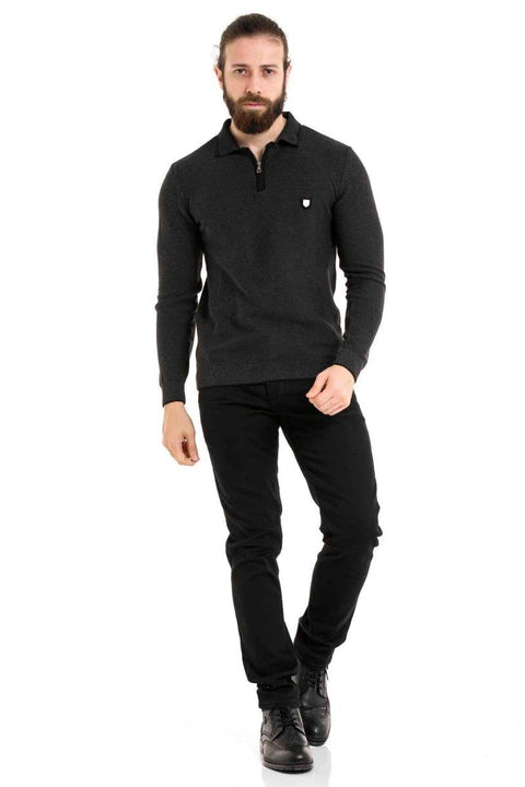 CP278 Polo Neck Zippered Sweater