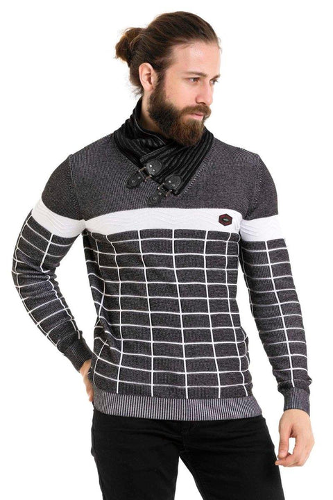 CP279 Shawl Collar Patterned Sweater