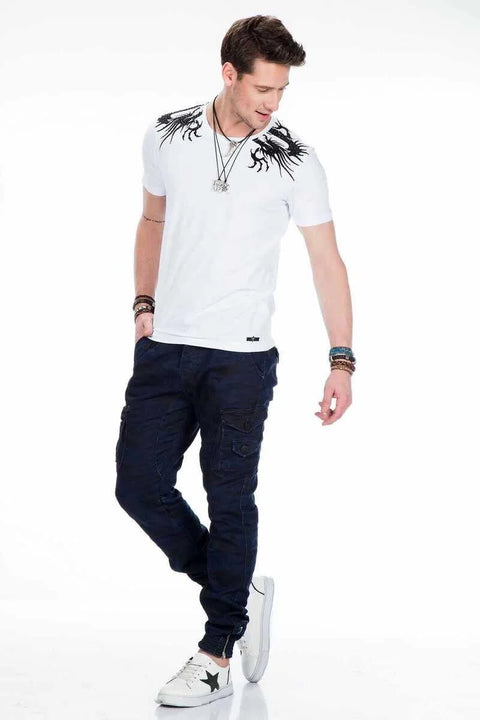 CT376 Yakuza Dragon Embroidered Men's T-Shirt