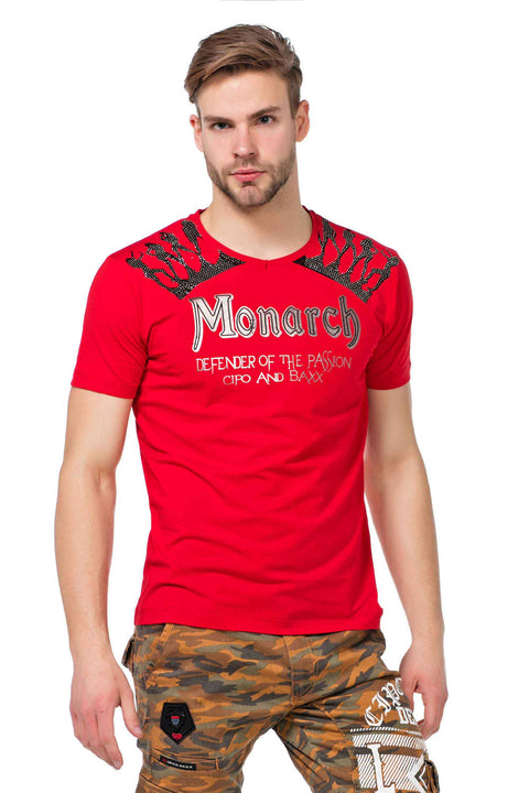 CT377 Stone Embroidered Foil Printed Men's T-Shirt