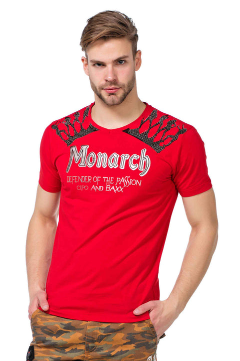 CT377 Stone Embroidered Foil Printed Men's T-Shirt