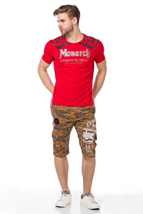CT377 Stone Embroidered Foil Printed Men's T-Shirt