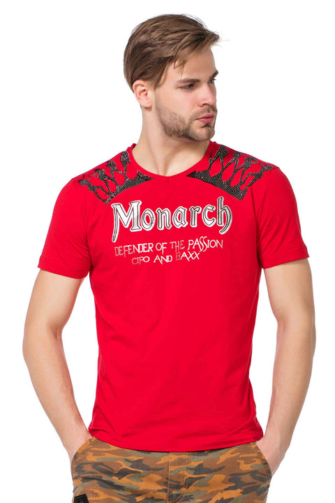 CT377 Stone Embroidered Foil Printed Men's T-Shirt