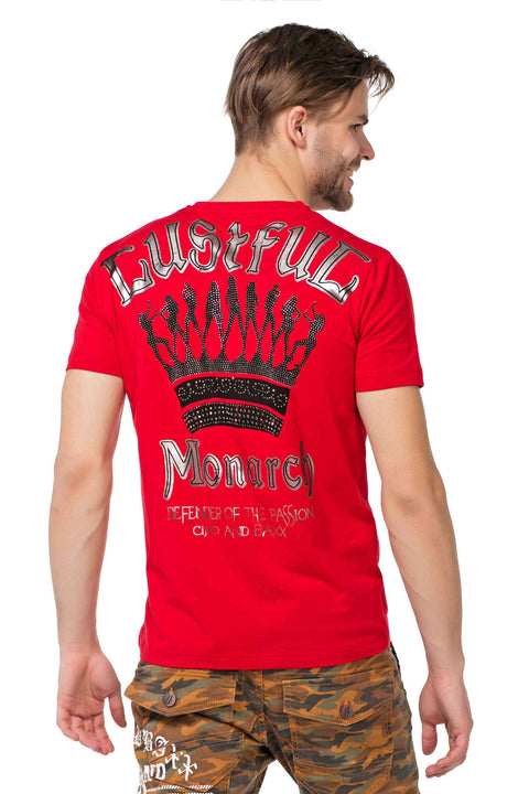 CT377 Stone Embroidered Foil Printed Men's T-Shirt