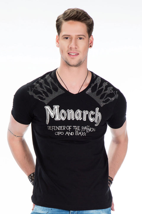 CT377 Stone Embroidered Foil Printed Men's T-Shirt