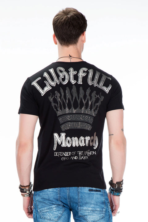 CT377 Stone Embroidered Foil Printed Men's T-Shirt