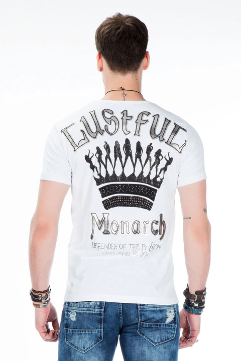 CT377 Stone Embroidered Foil Printed Men's T-Shirt