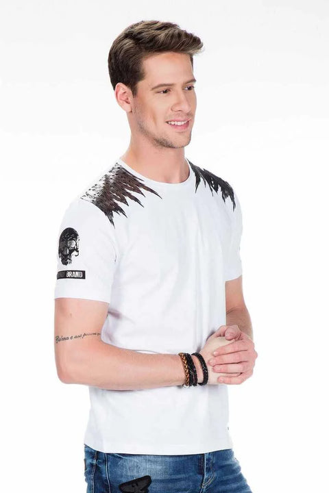 CT409 Red Skin Skull Printed Men's T-Shirt