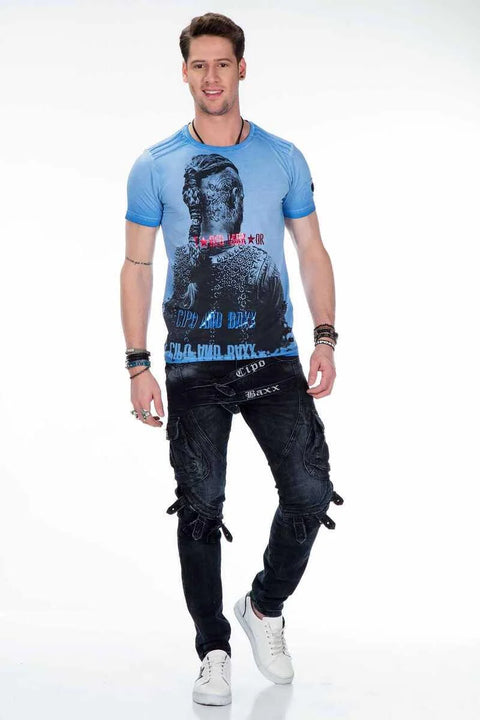 CT412 Viking Warrior Printed Slim Fit Men's T-Shirt