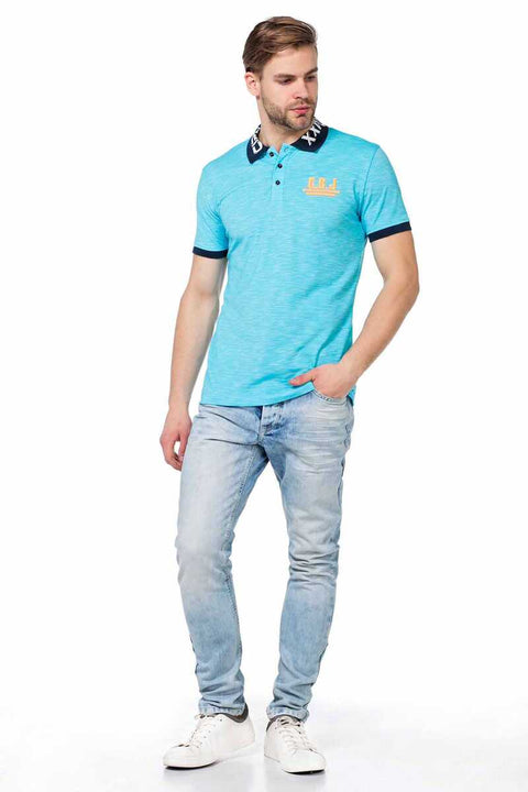 CT416 Polo Neck Embroidered Slim Fit Men's T-Shirt