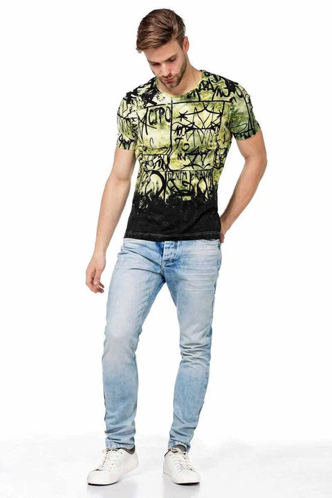 CT456 Washed Patterned Written Men