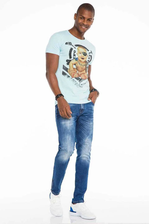 CT485 Tattooed Pirate Baby Printed Men's T-Shirt